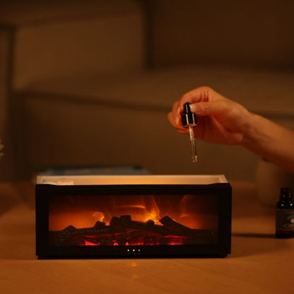 3D Fireplace Flame Aroma Diffuser – Realistic Flame Effect for Home & Desk