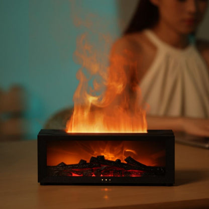 3D Fireplace Flame Aroma Diffuser – Realistic Flame Effect for Home & Desk